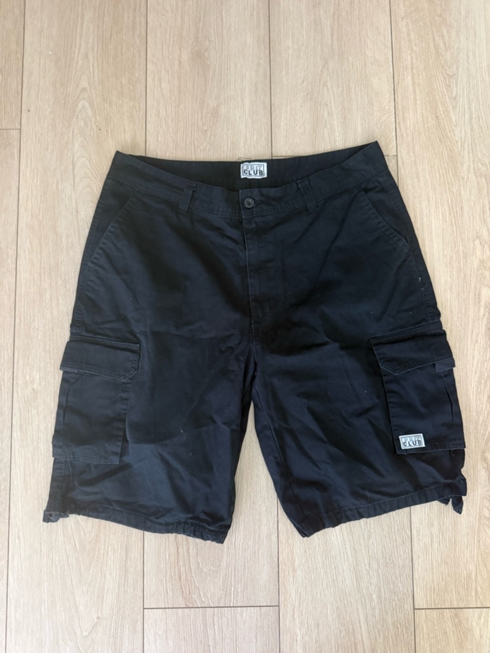 Pro Club Black Cargo Shorts Utility Y2K Gorpcore Loose Fit